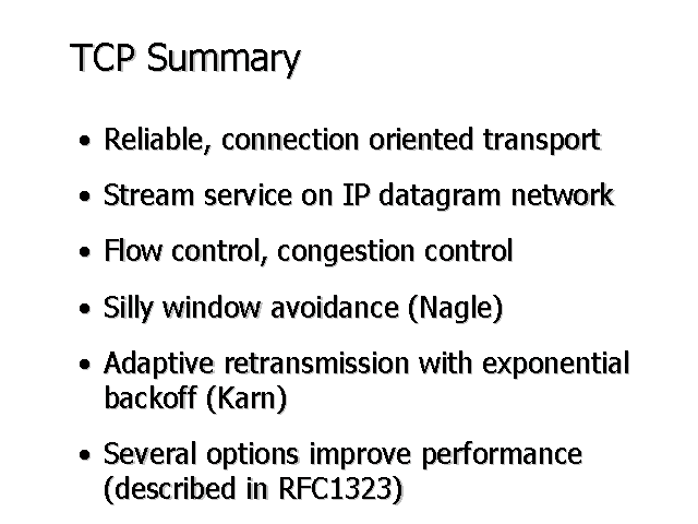 TCP Summary